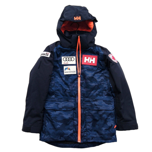 Helly Hansen Ski Jacket Team Canada Audi Size 10 140 Blue Camo Insulated Snow - Picture 1 of 11